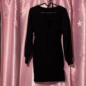 Elegant Black V-Neck Dress